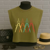 Architect Protractor Architecture Art Architectural Garment-Dyed Women's Muscle Tee