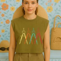 Architect Protractor Architecture Art Architectural Garment-Dyed Women's Muscle Tee