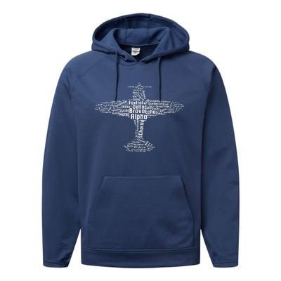 Aviation Phonetic Alphabet Flying Pilot Gift Performance Fleece Hoodie