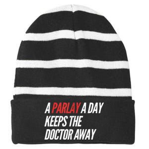 A Parlay A Day Funny Gambling Sports Betting Striped Beanie with Solid Band