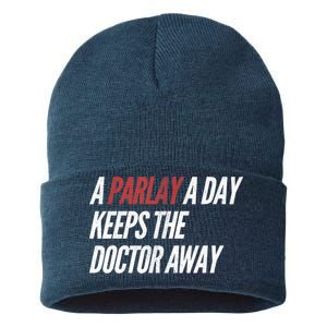 A Parlay A Day Funny Gambling Sports Betting T Sustainable Knit Beanie