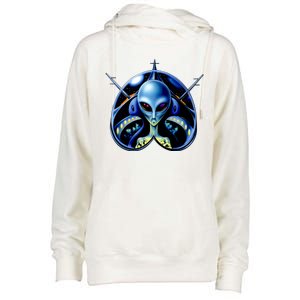 Alien Pilot Womens Funnel Neck Pullover Hood