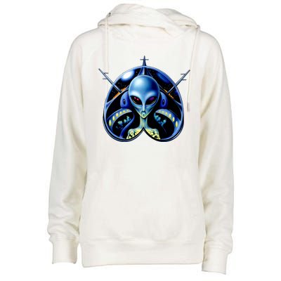 Alien Pilot Womens Funnel Neck Pullover Hood