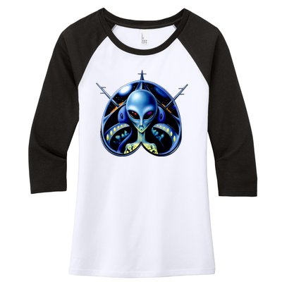 Alien Pilot Women's Tri-Blend 3/4-Sleeve Raglan Shirt