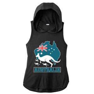 Australian Pride Aussie Gift Kangaroo Ladies PosiCharge Tri-Blend Wicking Draft Hoodie Tank