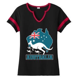 Australian Pride Aussie Gift Kangaroo Ladies Halftime Notch Neck Tee