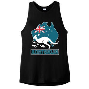 Australian Pride Aussie Gift Kangaroo Ladies PosiCharge Tri-Blend Wicking Tank