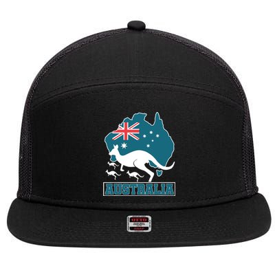 Australian Pride Aussie Gift Kangaroo 7 Panel Mesh Trucker Snapback Hat