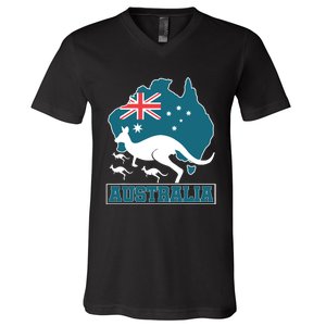 Australian Pride Aussie Gift Kangaroo V-Neck T-Shirt