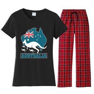 Australian Pride Aussie Gift Kangaroo Women's Flannel Pajama Set