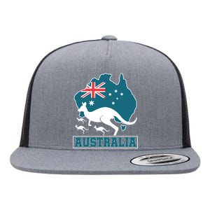 Australian Pride Aussie Gift Kangaroo Flat Bill Trucker Hat