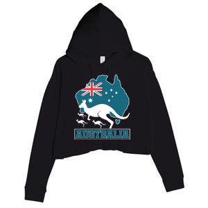 Australian Pride Aussie Gift Kangaroo Crop Fleece Hoodie