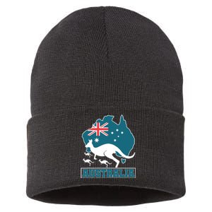 Australian Pride Aussie Gift Kangaroo Sustainable Knit Beanie