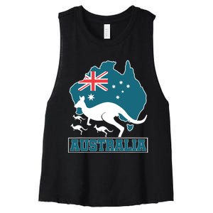 Australian Pride Aussie Gift Kangaroo Women's Racerback Cropped Tank