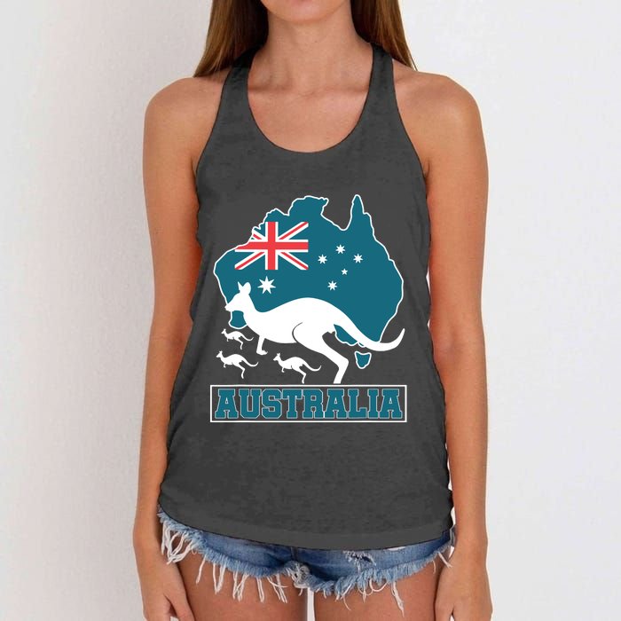 Australian Pride Aussie Gift Kangaroo Women's Knotted Racerback Tank