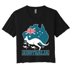 Australian Pride Aussie Gift Kangaroo Women's Crop Top Tee