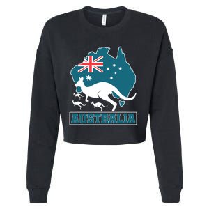 Australian Pride Aussie Gift Kangaroo Cropped Pullover Crew