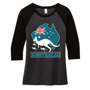 Australian Pride Aussie Gift Kangaroo Women's Tri-Blend 3/4-Sleeve Raglan Shirt