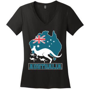 Australian Pride Aussie Gift Kangaroo Women's V-Neck T-Shirt