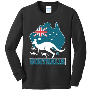 Australian Pride Aussie Gift Kangaroo Kids Long Sleeve Shirt