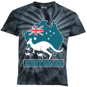 Australian Pride Aussie Gift Kangaroo Kids Tie-Dye T-Shirt