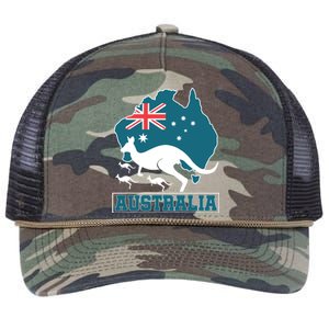 Australian Pride Aussie Gift Kangaroo Retro Rope Trucker Hat Cap