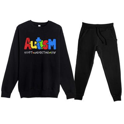 Autism Puzzle Accept Understand Love Autism Awareness Premium Crewneck Sweatsuit Set