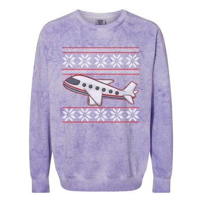 Airplane Pilots Aviation Crew Matching Ugly Christmas Plane Gift Colorblast Crewneck Sweatshirt