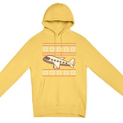 Airplane Pilots Aviation Crew Matching Ugly Christmas Plane Gift Premium Pullover Hoodie