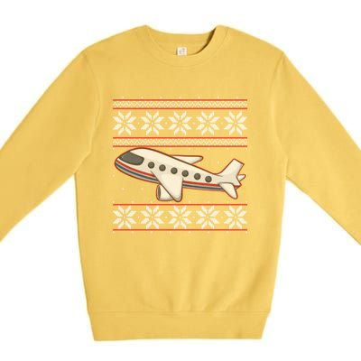 Airplane Pilots Aviation Crew Matching Ugly Christmas Plane Gift Premium Crewneck Sweatshirt