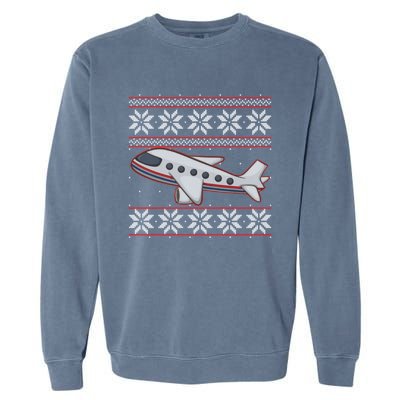 Airplane Pilots Aviation Crew Matching Ugly Christmas Plane Gift Garment-Dyed Sweatshirt