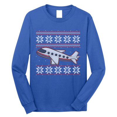 Airplane Pilots Aviation Crew Matching Ugly Christmas Plane Gift Long Sleeve Shirt