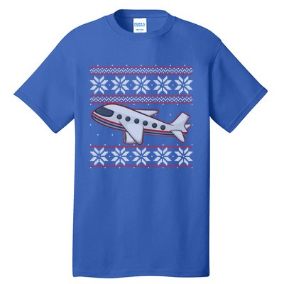 Airplane Pilots Aviation Crew Matching Ugly Christmas Plane Gift Tall T-Shirt