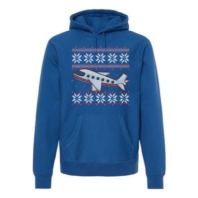 Airplane Pilots Aviation Crew Matching Ugly Christmas Plane Gift Premium Hoodie