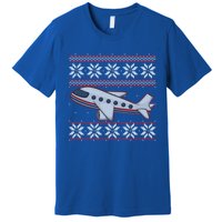 Airplane Pilots Aviation Crew Matching Ugly Christmas Plane Gift Premium T-Shirt