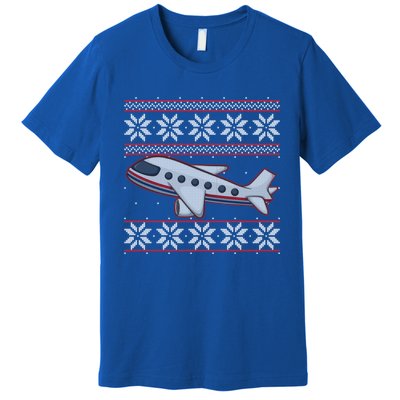 Airplane Pilots Aviation Crew Matching Ugly Christmas Plane Gift Premium T-Shirt