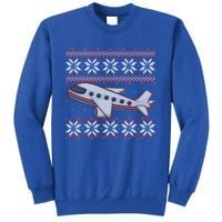 Airplane Pilots Aviation Crew Matching Ugly Christmas Plane Gift Tall Sweatshirt