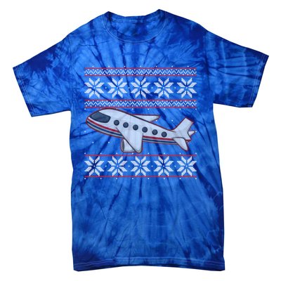 Airplane Pilots Aviation Crew Matching Ugly Christmas Plane Gift Tie-Dye T-Shirt