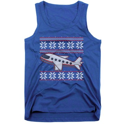 Airplane Pilots Aviation Crew Matching Ugly Christmas Plane Gift Tank Top