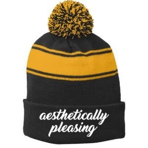 Aesthetically Pleasing Stripe Pom Pom Beanie