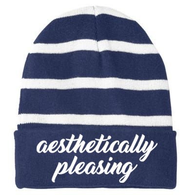 Aesthetically Pleasing Striped Beanie with Solid Band