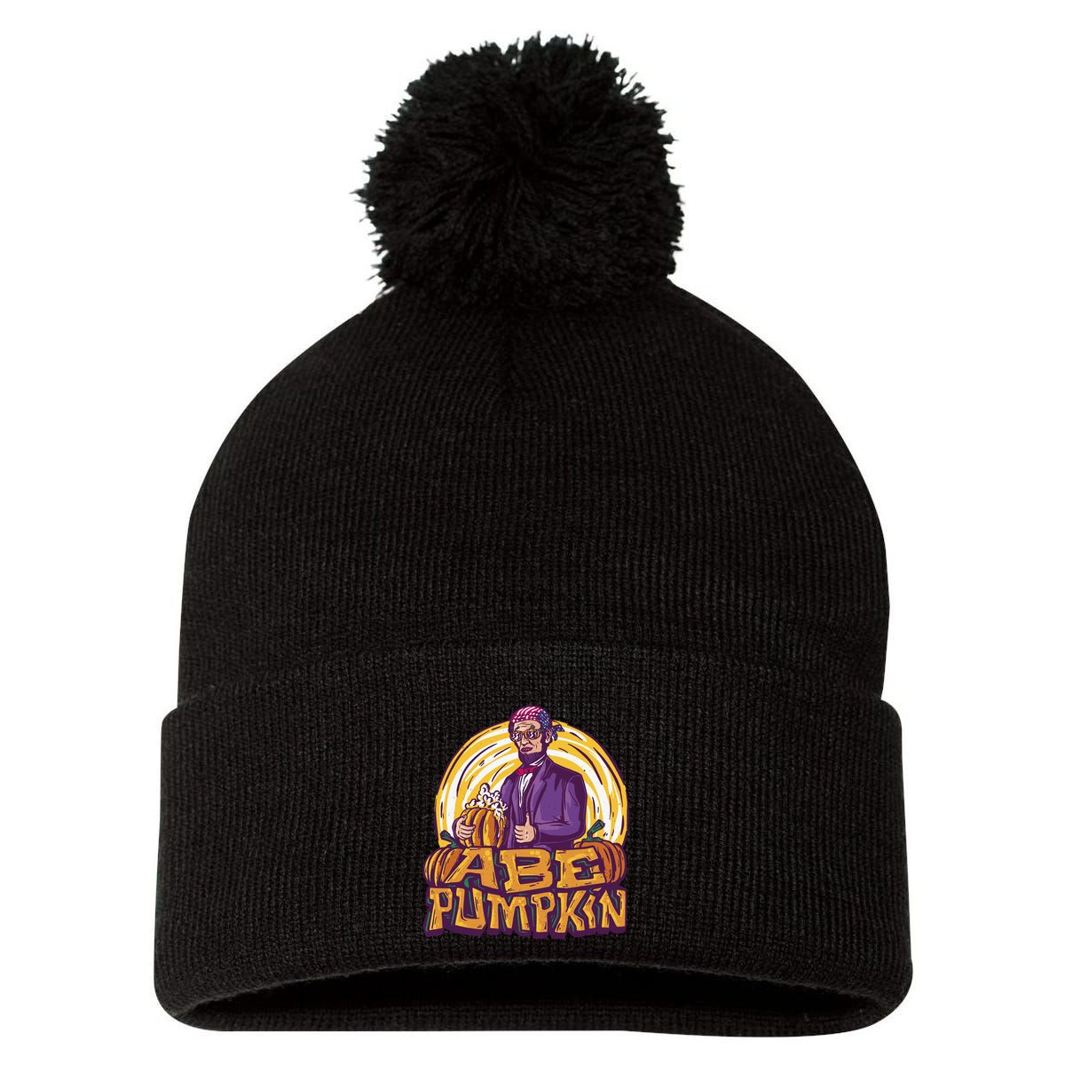 Abe Pumpkin Pom Pom 12in Knit Beanie