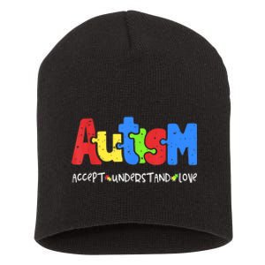 Autism Puzzle Accept Understand Love Autism Awareness Short Acrylic Beanie