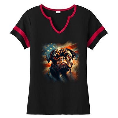 American Pug Ladies Halftime Notch Neck Tee