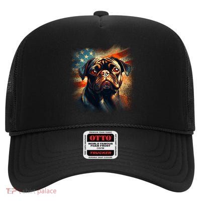 American Pug High Crown Mesh Back Trucker Hat