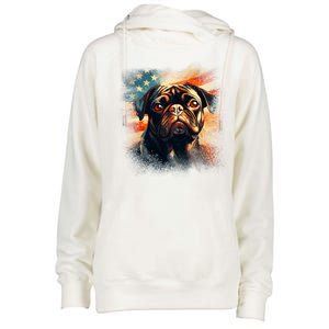 American Pug Womens Funnel Neck Pullover Hood