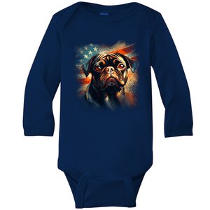 American Pug Baby Long Sleeve Bodysuit