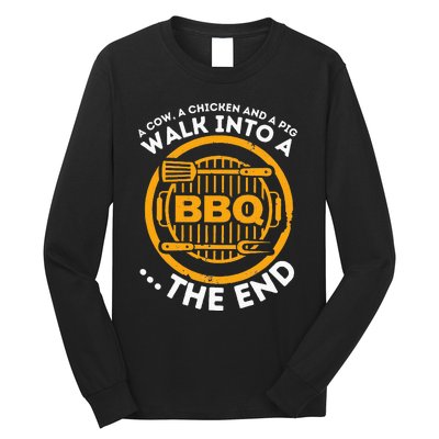 A Pig A Chicken And A Cow Funny BBQ Smoker Barbecue Grill Long Sleeve Shirt