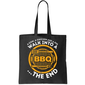 A Pig A Chicken And A Cow Funny BBQ Smoker Barbecue Grill Tote Bag