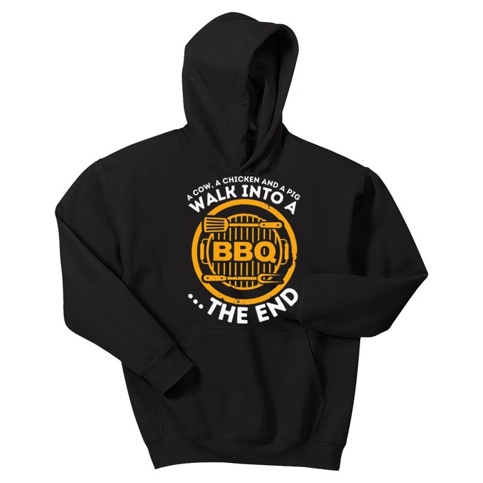 A Pig A Chicken And A Cow Funny BBQ Smoker Barbecue Grill Kids Hoodie